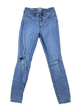Universal Thread Women's Jeans, Denim Distressed High Rise Skinny, Button Fly